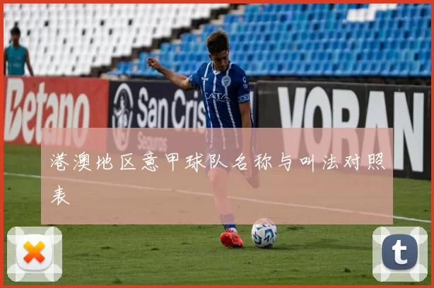 港澳地区意甲球队名称与叫法对照表